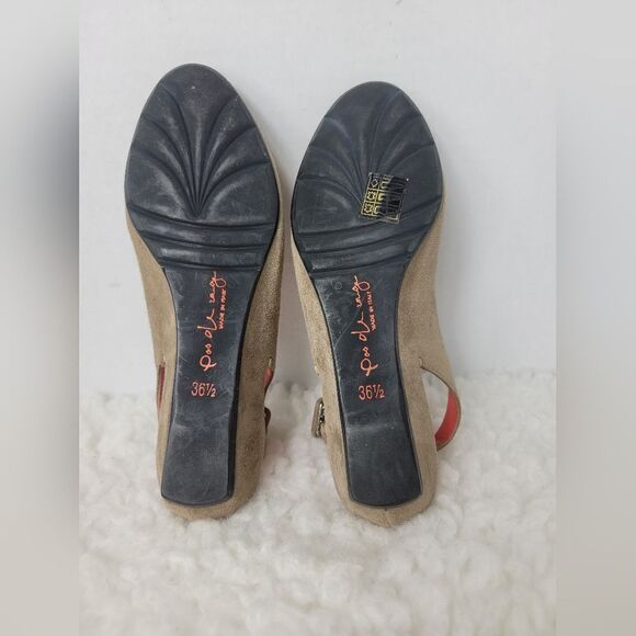 Pas de Rouge Women's Size 6 Suede Millie Peep Toe Tan Heel - Picture 10 of 10